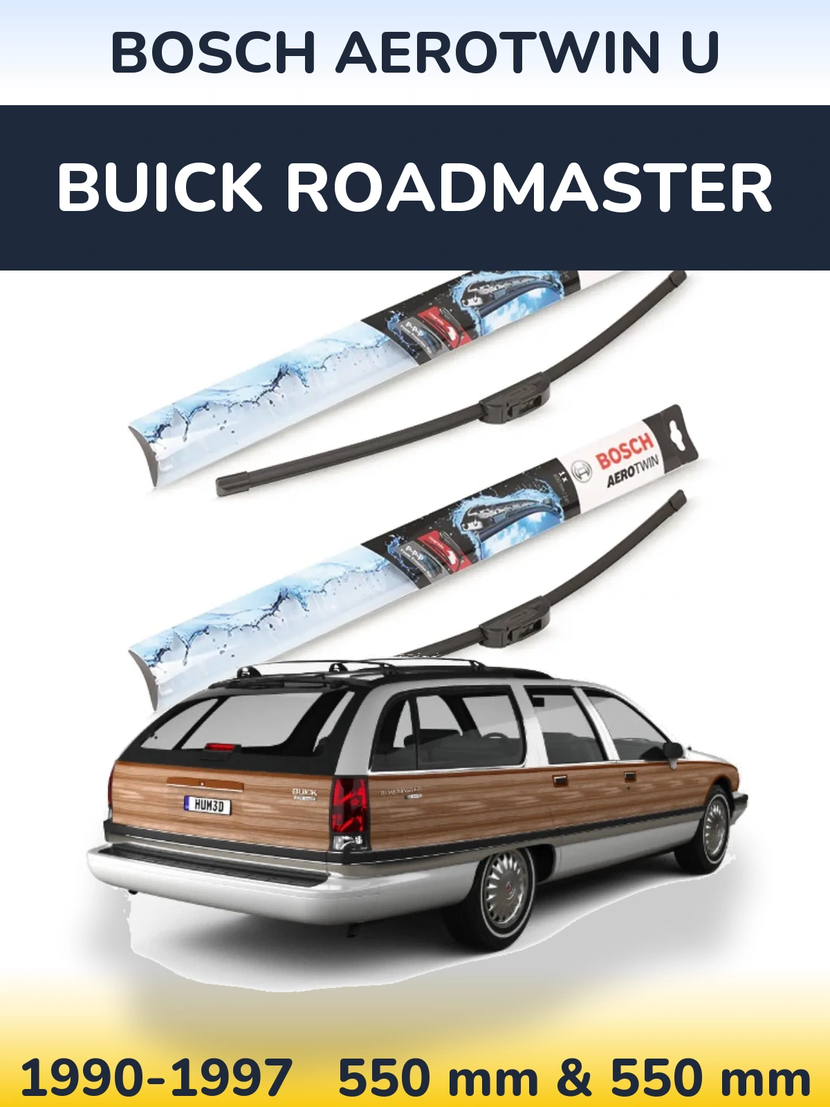Komplet przednich wycieraczek BOSCH AeroTwin U 550 & 550 mm do Buick Roadmaster 1990-1997
