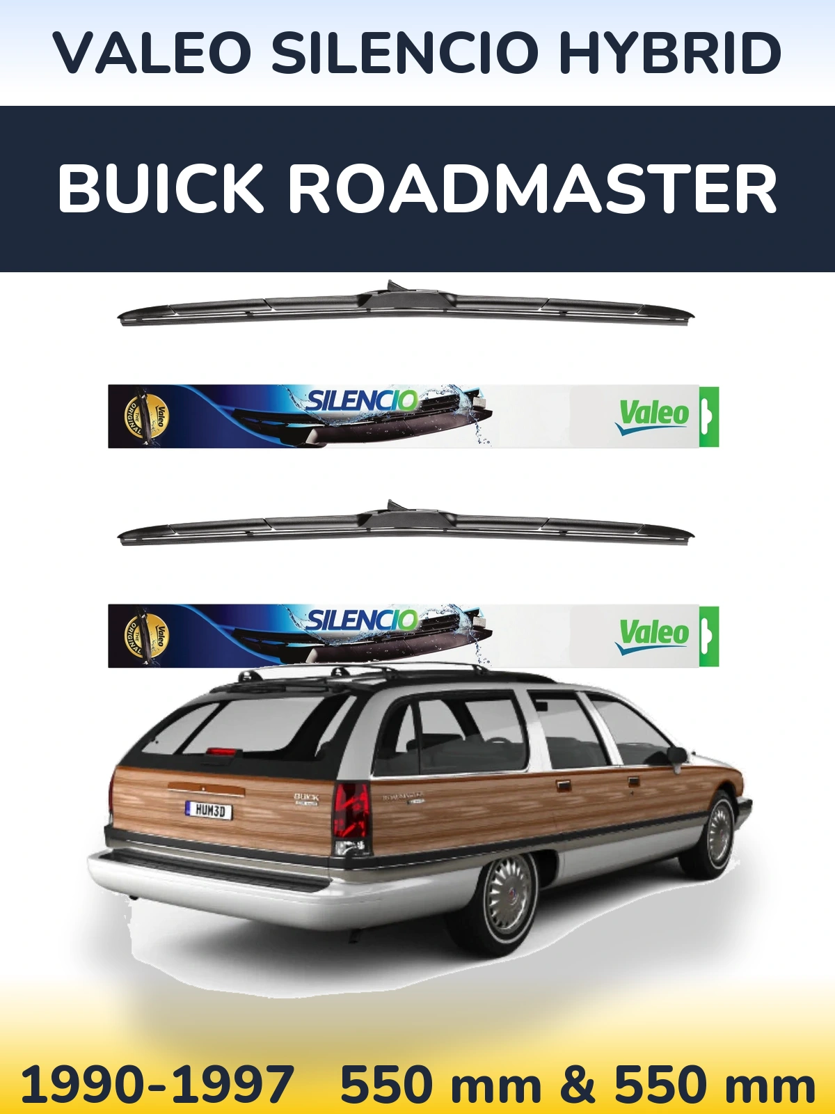 Komplet przednich wycieraczek Valeo Silencio Hybrid 550 & 550 mm do Buick Roadmaster 1990-1997