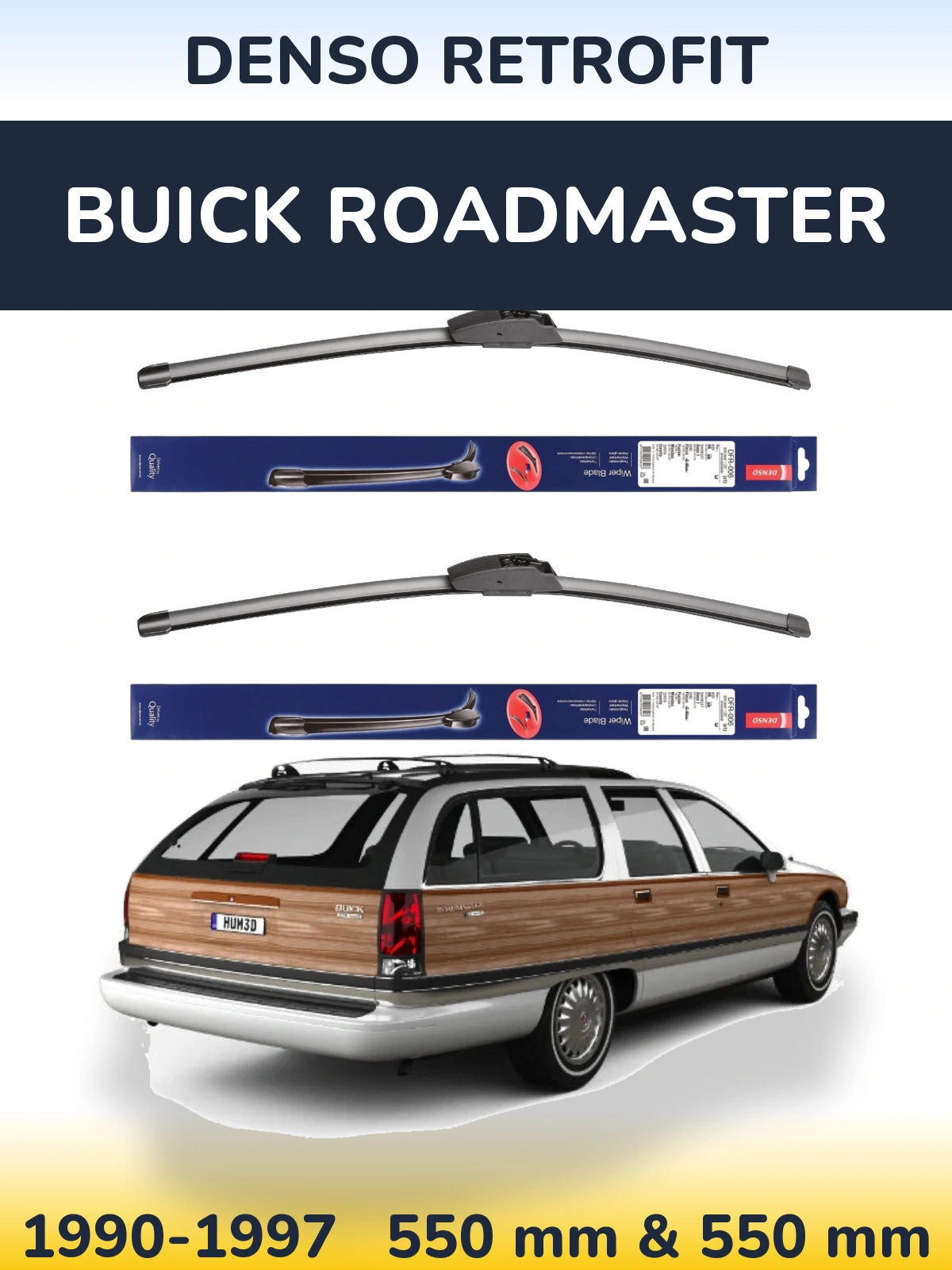 Komplet przednich wycieraczek Denso Retrofit 550 & 550 mm do Buick Roadmaster 1990-1997
