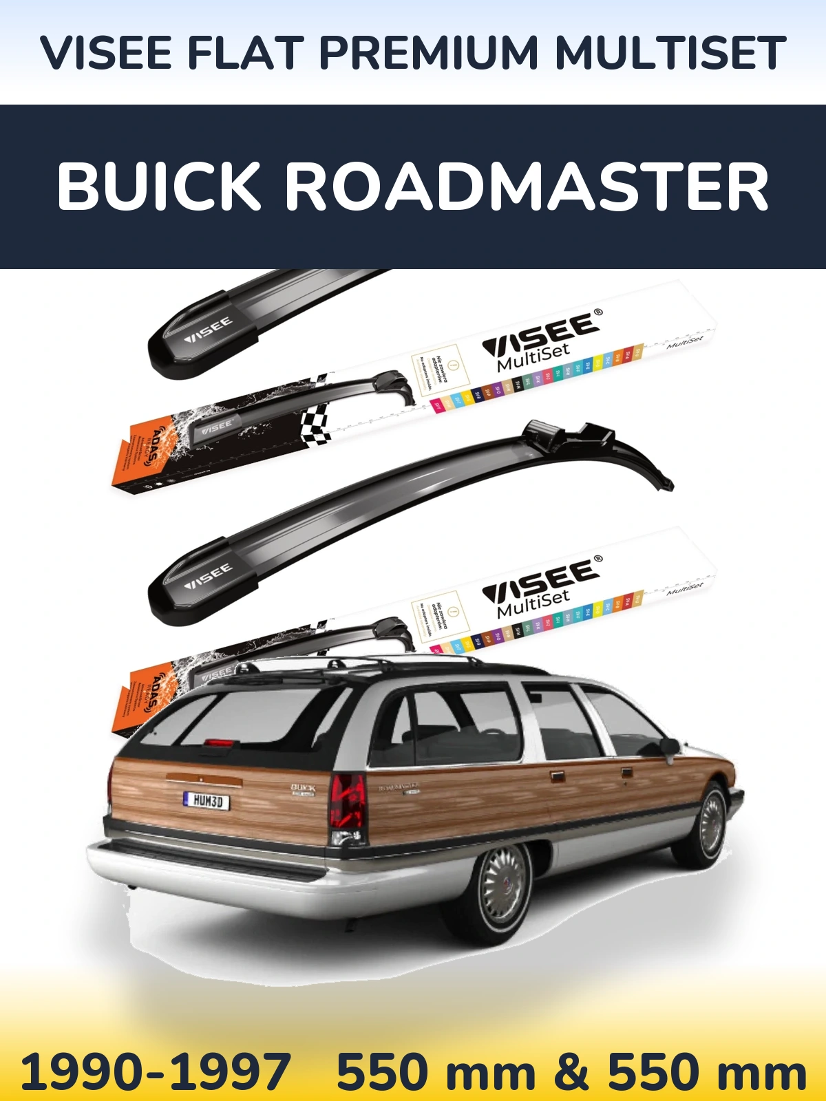 Комплект передних дворников VISEE FLAT PREMIUM MultiSet 550 & 550 мм для Buick Roadmaster 1990-1997