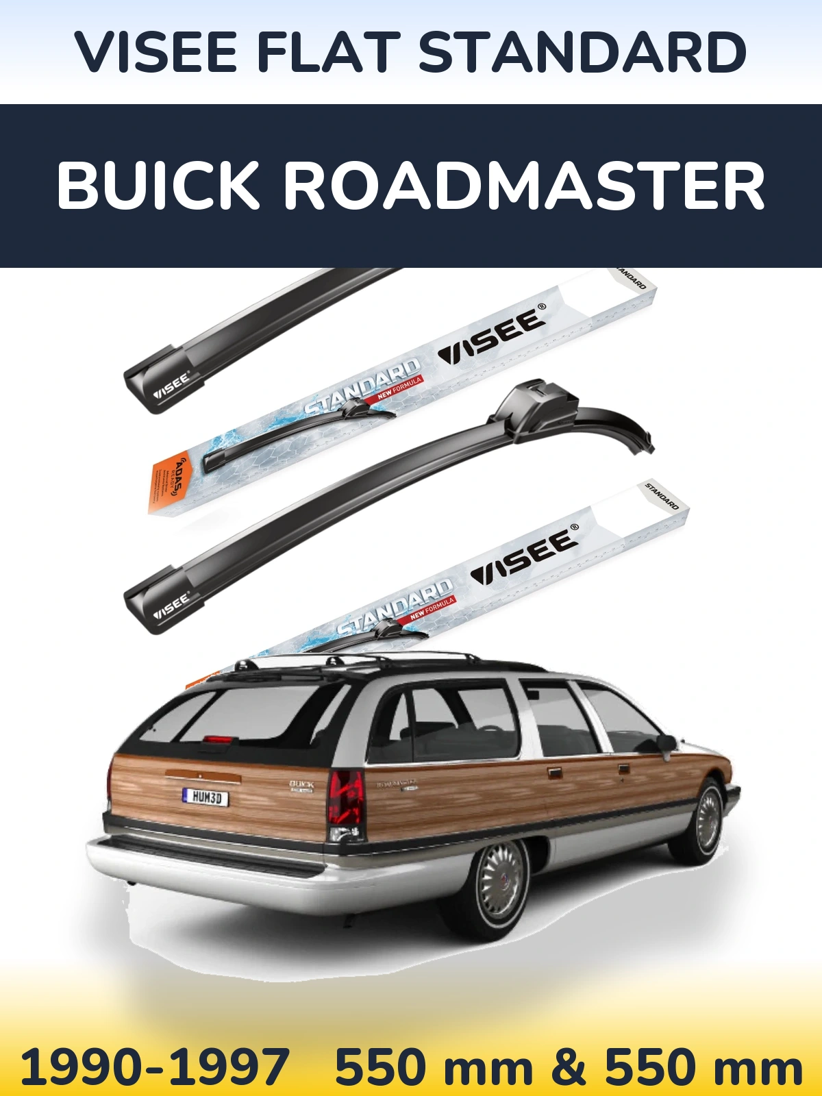 Komplet przednich wycieraczek VISEE FLAT STANDARD 550 & 550 mm do Buick Roadmaster 1990-1997