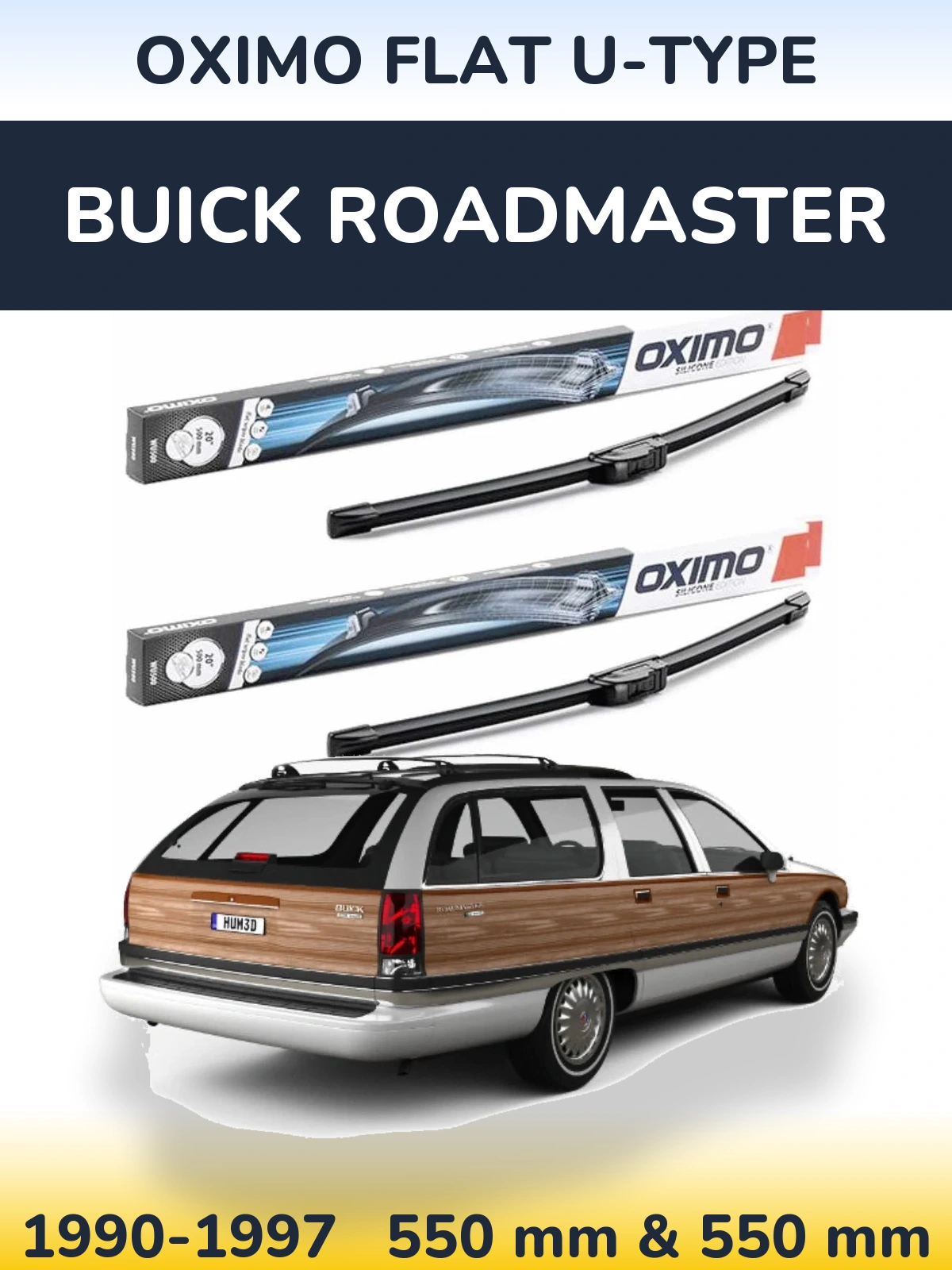 Komplet przednich wycieraczek Oximo Flat U-type 550 & 550 mm do Buick Roadmaster 1990-1997