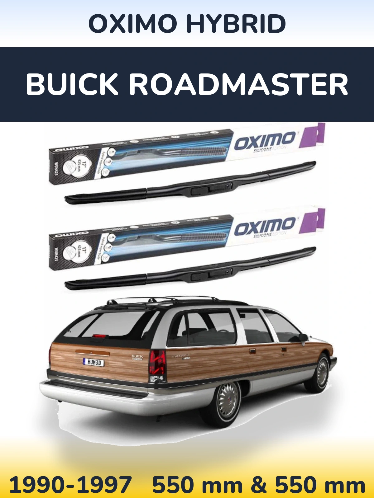 Komplet przednich wycieraczek Oximo Hybrid 550 & 550 mm do Buick Roadmaster 1990-1997