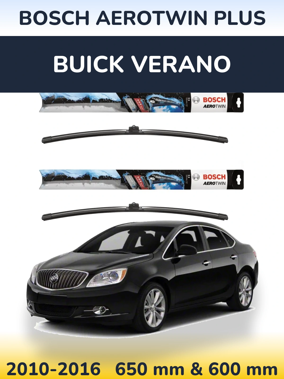 Komplet przednich wycieraczek BOSCH AeroTwin Plus 650 & 600 mm do Buick Verano 2010-2016