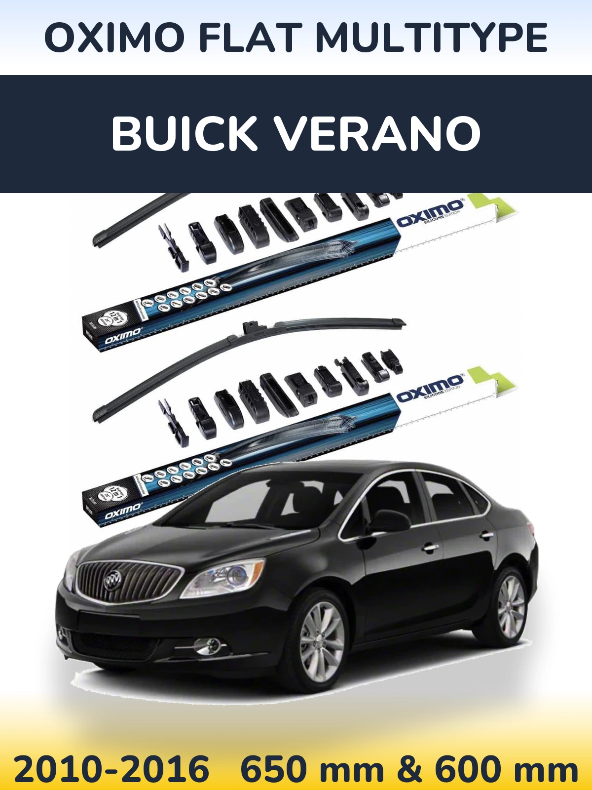 Komplet przednich wycieraczek Oximo Flat MultiType 650 & 600 mm do Buick Verano 2010-2016