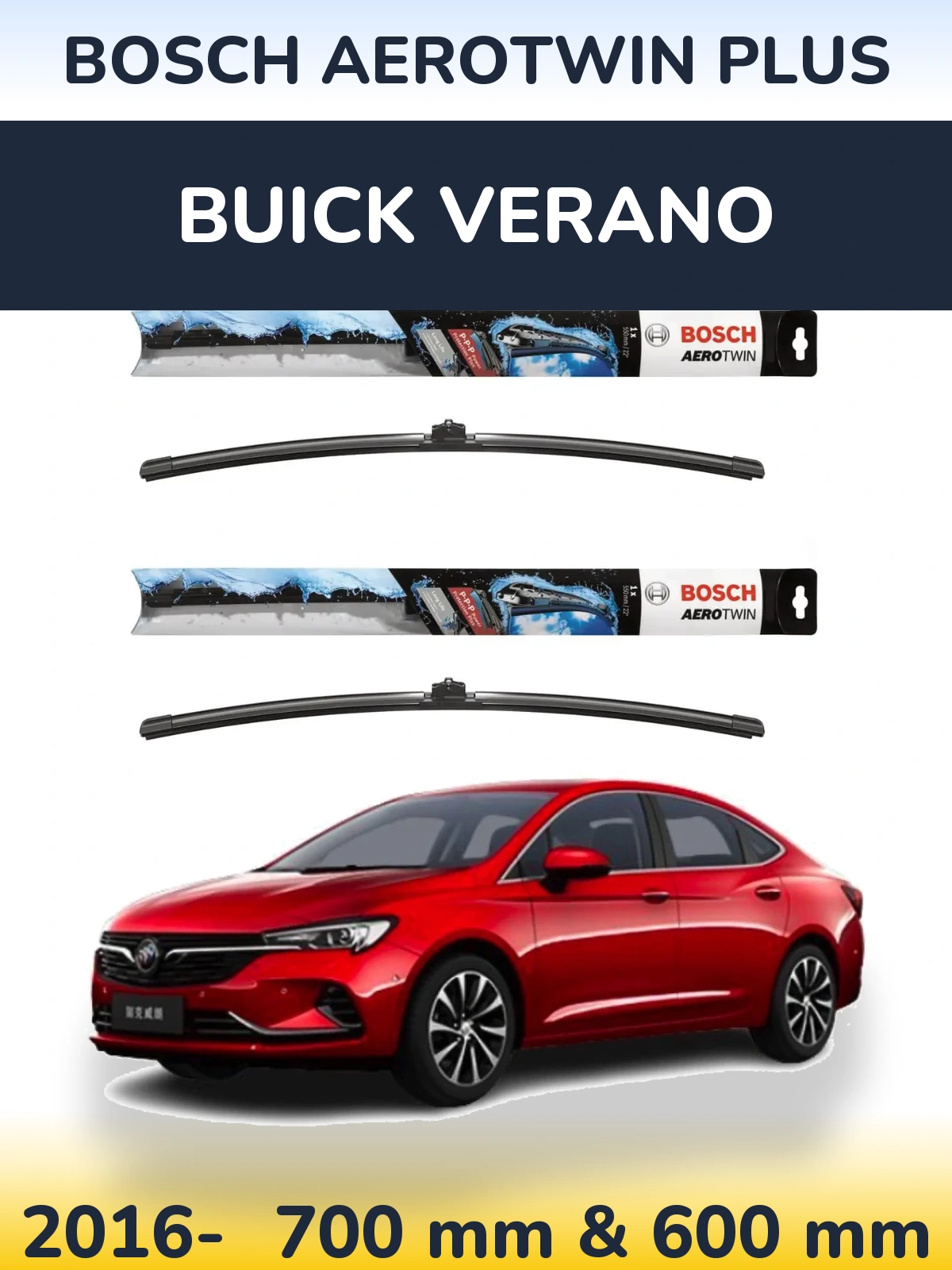 Komplet przednich wycieraczek BOSCH AeroTwin Plus 700 & 600 mm do Buick Verano 2016-2026