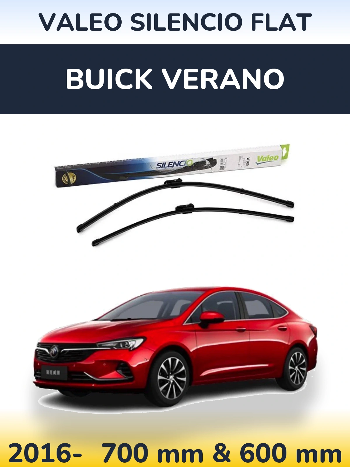 Komplet przednich wycieraczek Valeo Silencio Flat 700 & 600 mm do Buick Verano 2016-2026