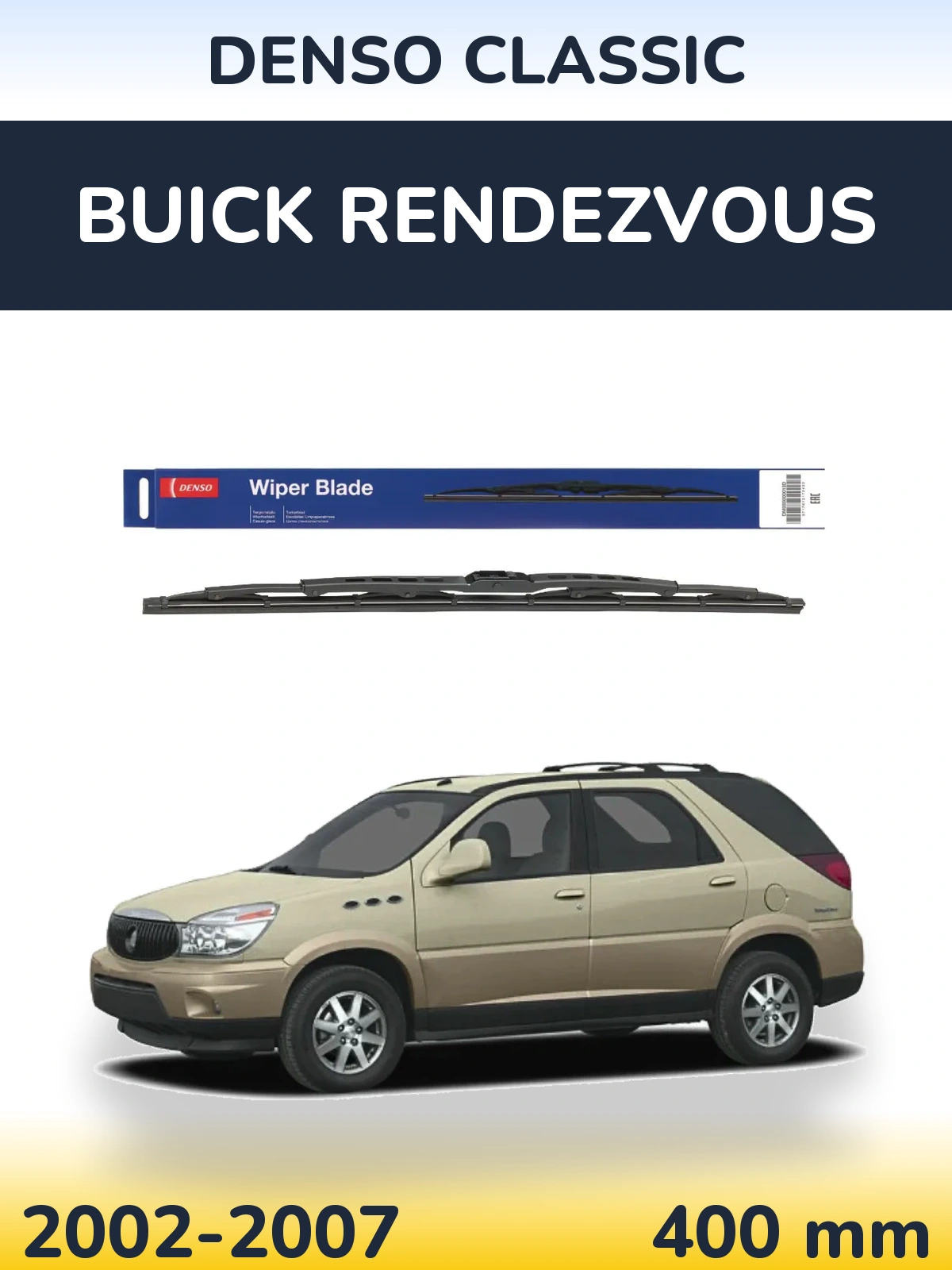 Rear wiper blade Denso Classic 400 mm for Buick Rendezvous 2002-2007