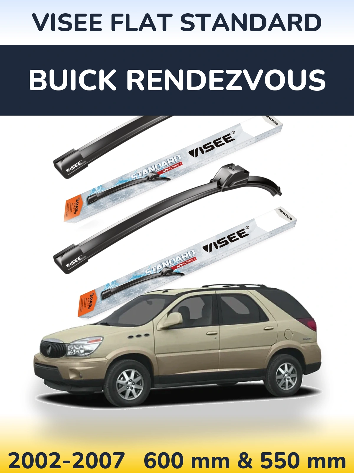 Комплект передних дворников VISEE FLAT STANDARD 600 & 550 мм для Buick Rendezvous 2002-2007
