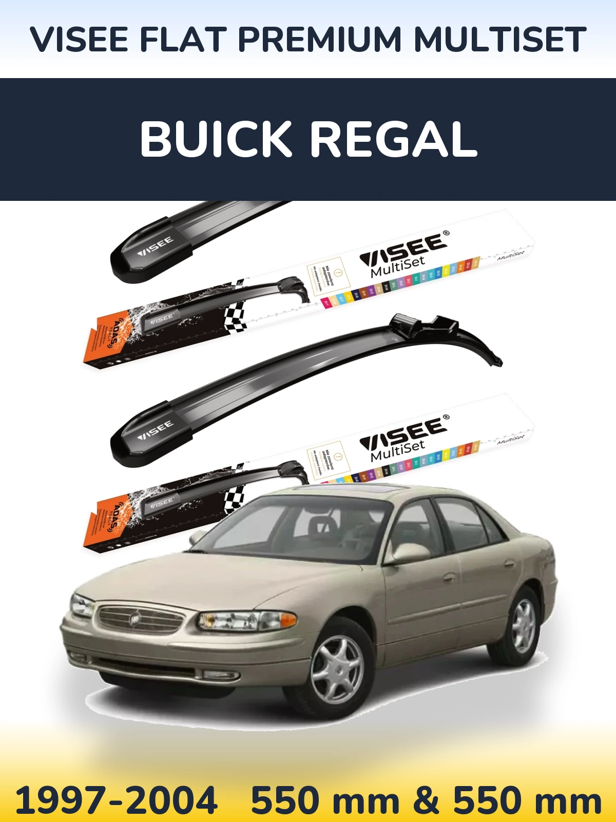 Комплект передних дворников VISEE FLAT PREMIUM MultiSet 550 & 550 мм для Buick Regal 1997-2004
