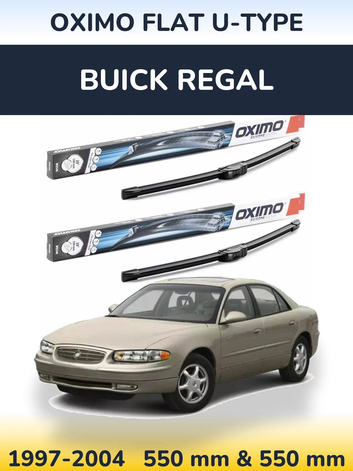 Комплект передних дворников Oximo Flat U-type 550 & 550 мм для Buick Regal 1997-2004