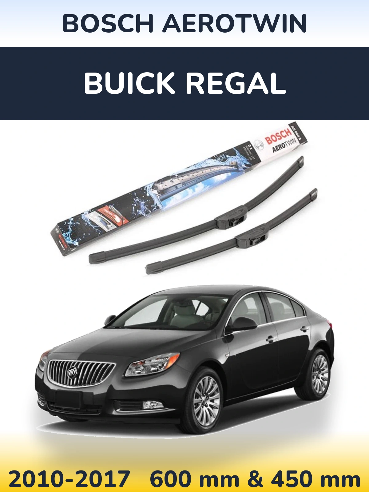 Комплект передних дворников BOSCH AeroTwin 600 & 450 мм для Buick Regal 2010-2017