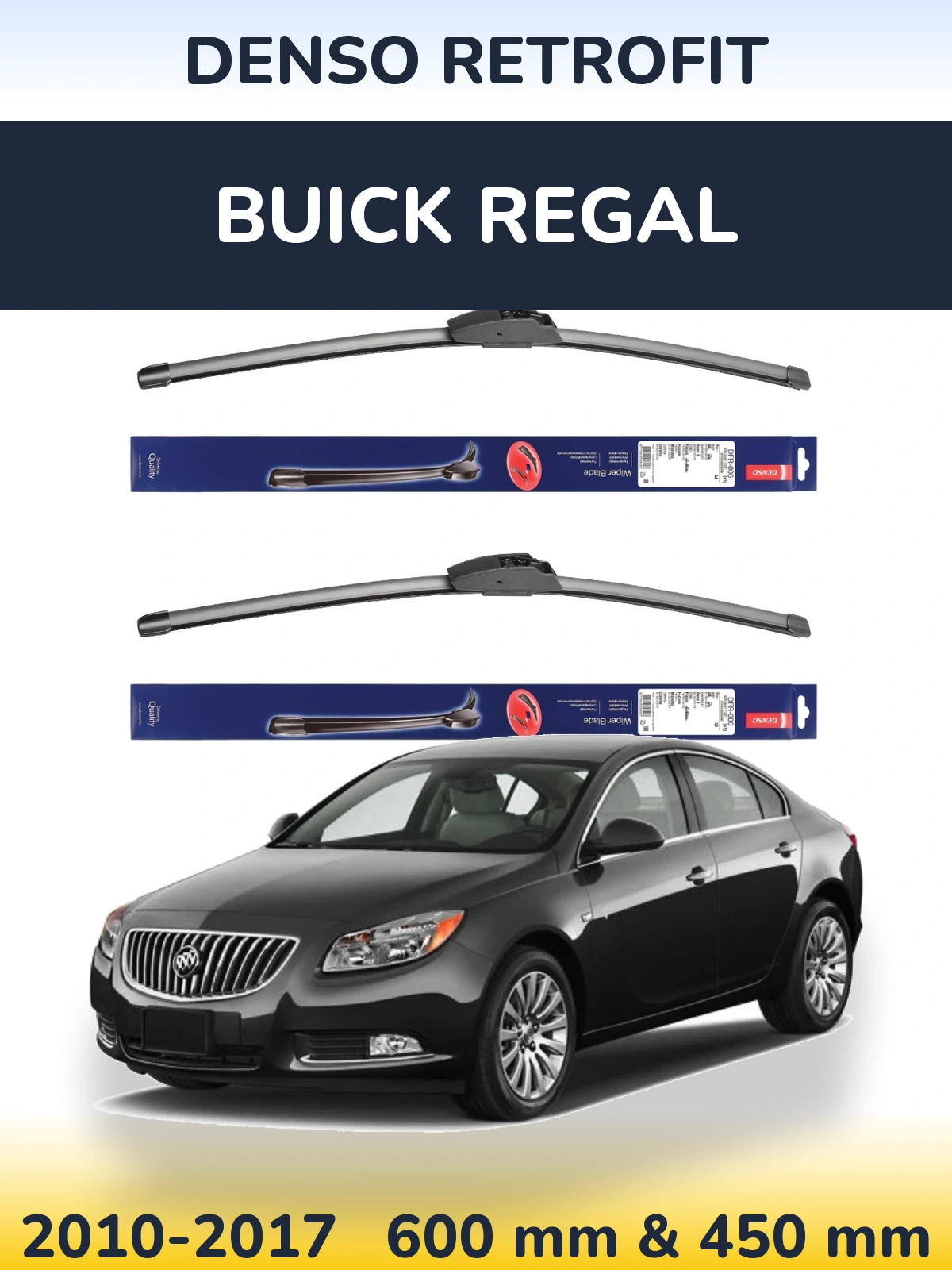 Komplet przednich wycieraczek Denso Retrofit 600 & 450 mm do Buick Regal 2010-2017