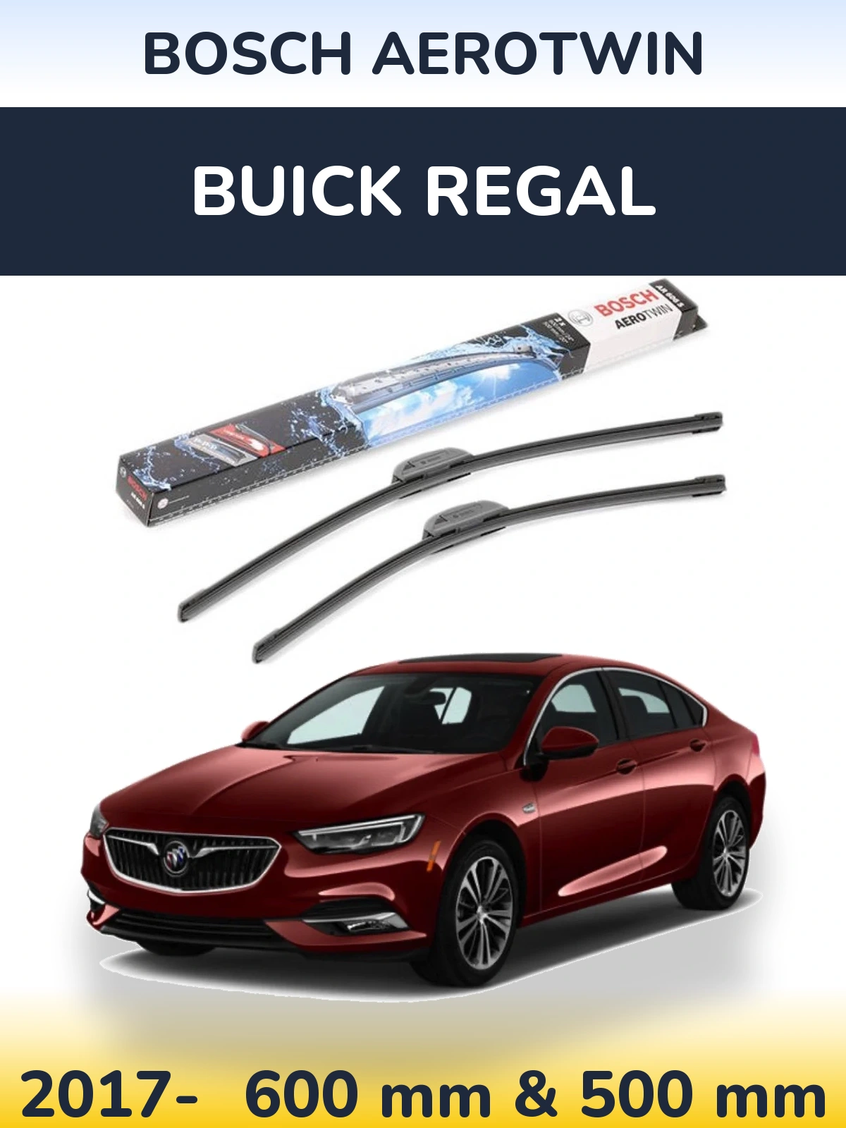 Komplet przednich wycieraczek BOSCH AeroTwin 600 & 500 mm do Buick Regal 2017-2026
