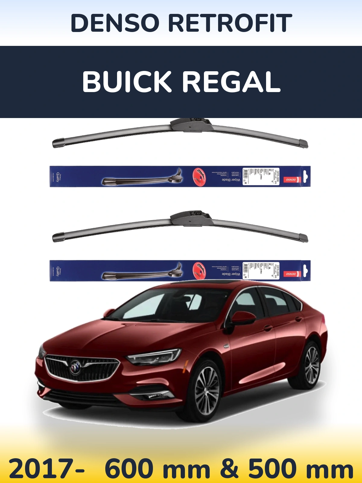 Komplet przednich wycieraczek Denso Retrofit 600 & 500 mm do Buick Regal 2017-2026