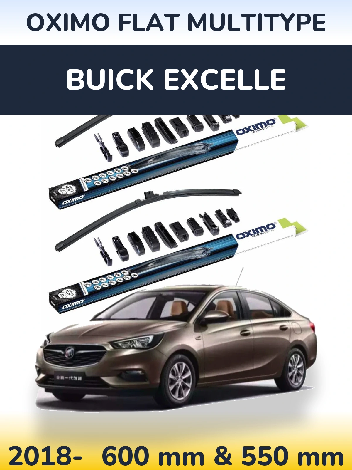 Комплект передних дворников Oximo Flat MultiТипe 600 & 550 мм для Buick Excelle 2018-2026