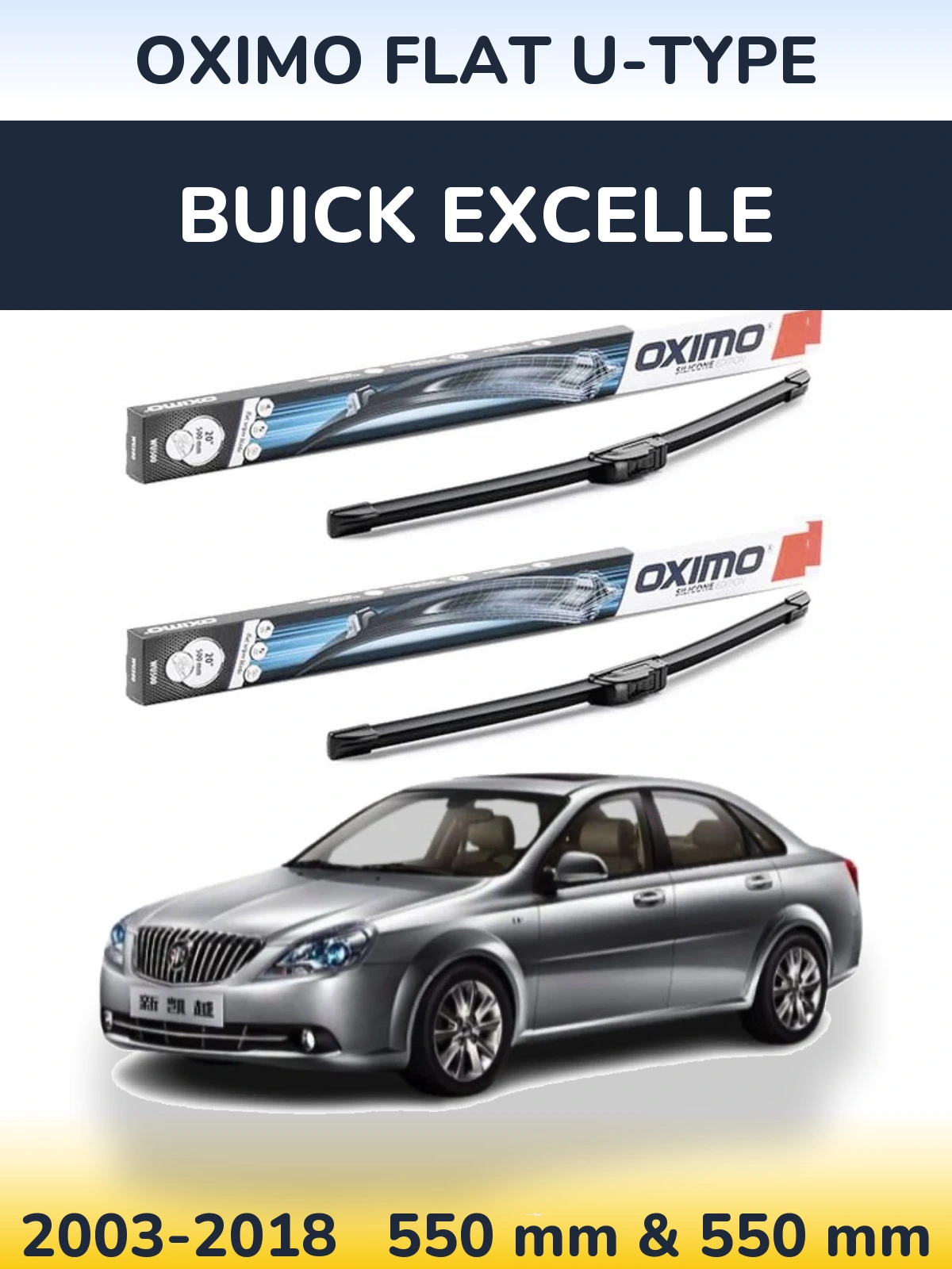 Komplet przednich wycieraczek Oximo Flat U-type 550 & 550 mm do Buick Excelle 2003-2018