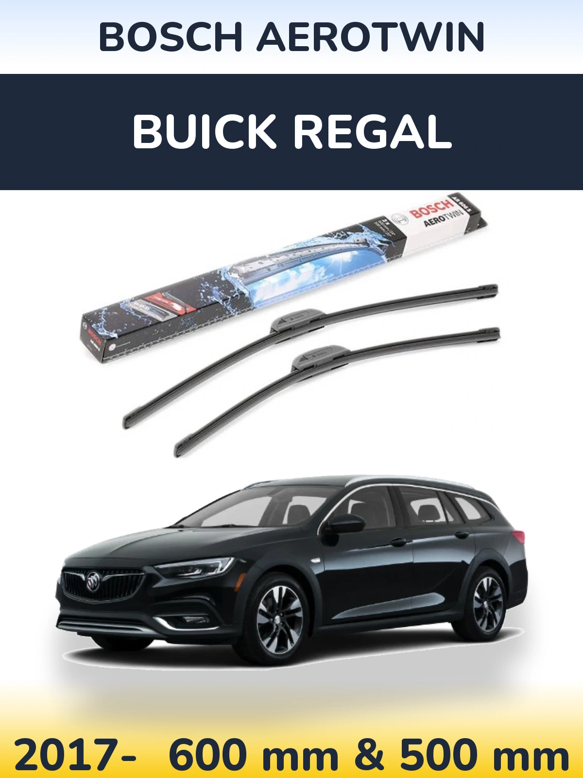 Komplet przednich wycieraczek BOSCH AeroTwin 600 & 500 mm do Buick Regal 2017-2026