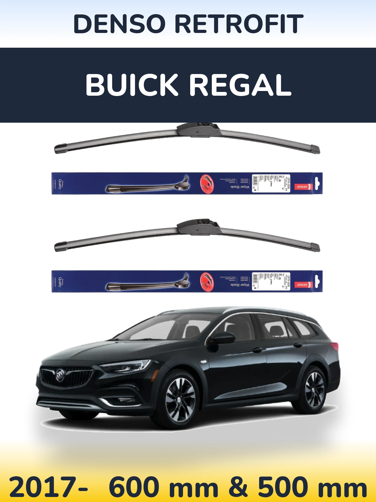 Комплект передних дворников Denso Retrofit 600 & 500 мм для Buick Regal 2017-2026