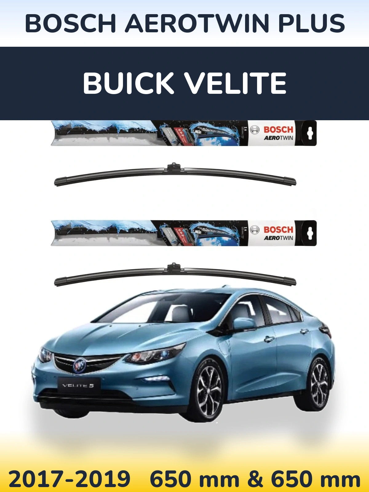 Komplet przednich wycieraczek BOSCH AeroTwin Plus 650 & 650 mm do Buick Velite 2017-2019