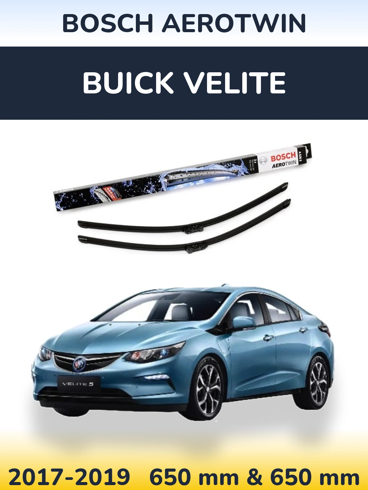 Komplet przednich wycieraczek BOSCH AeroTwin 650 & 650 mm do Buick Velite 2017-2019