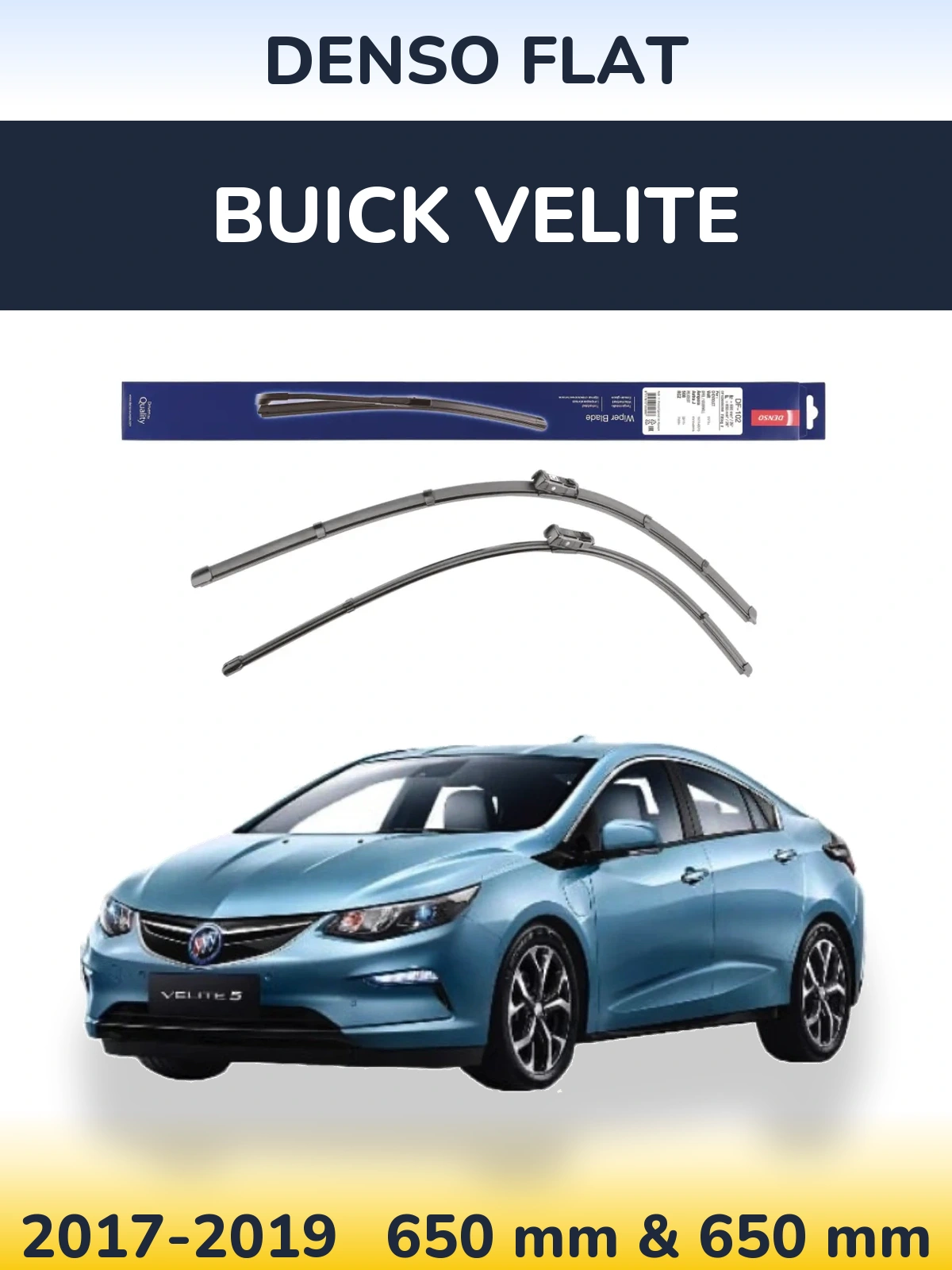 Komplet przednich wycieraczek Denso Flat 650 & 650 mm do Buick Velite 2017-2019