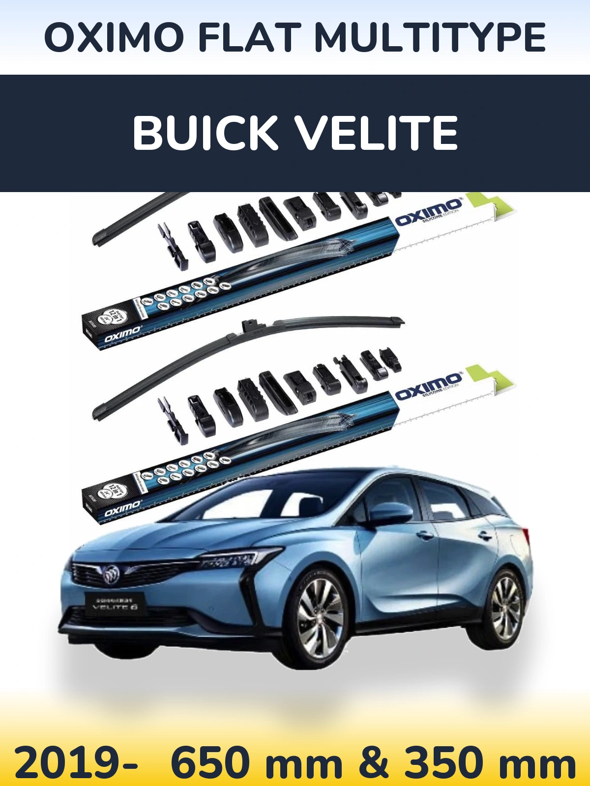 Front wiper blade set Oximo Flat MultiTypee 650 & 350 mm for Buick Velite 2019-2026