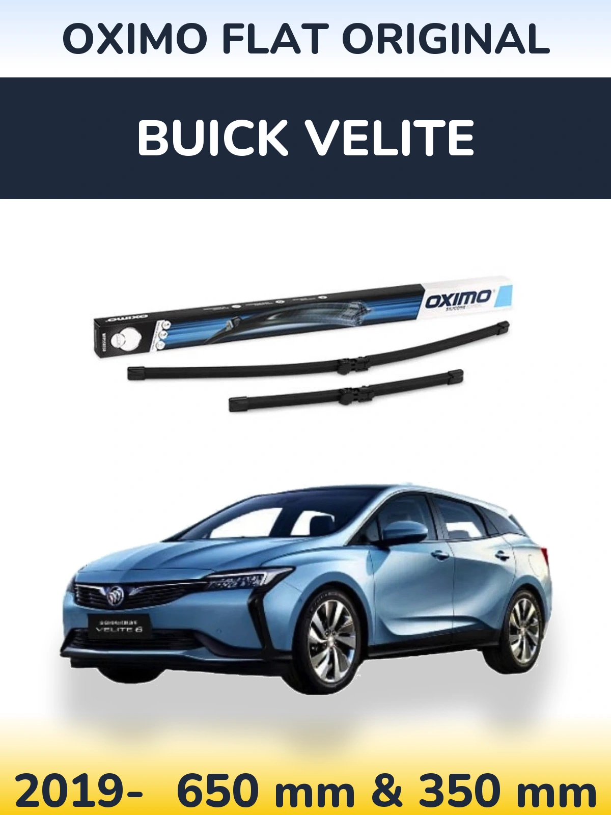 Komplet przednich wycieraczek Oximo Flat Original 650 & 350 mm do Buick Velite 2019-2026