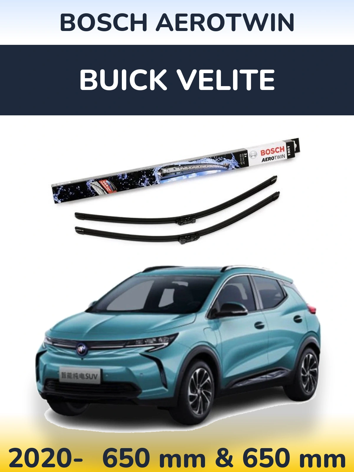 Komplet przednich wycieraczek BOSCH AeroTwin 650 & 650 mm do Buick Velite 2020-2026