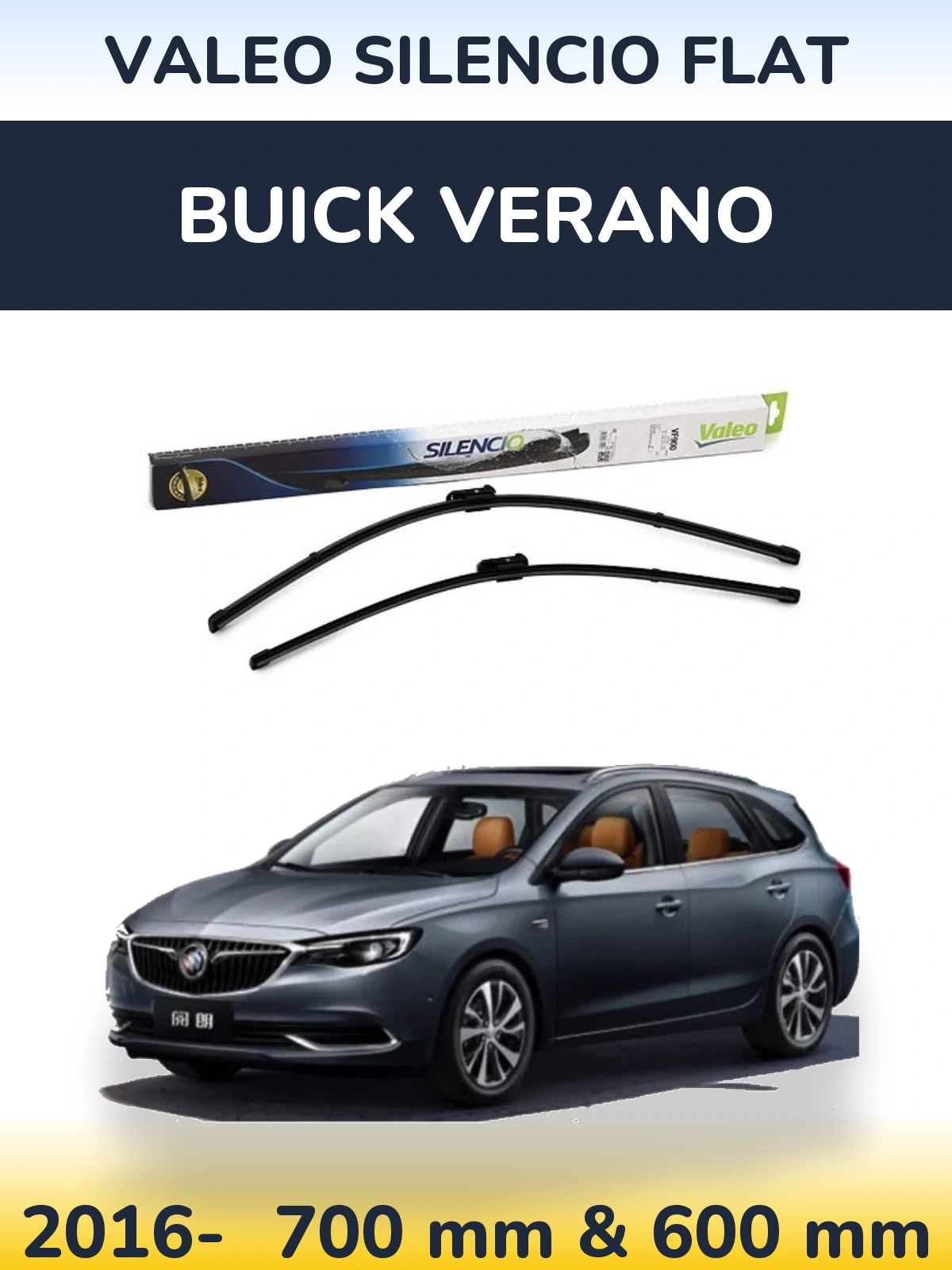 Komplet przednich wycieraczek Valeo Silencio Flat 700 & 600 mm do Buick Verano 2016-2026