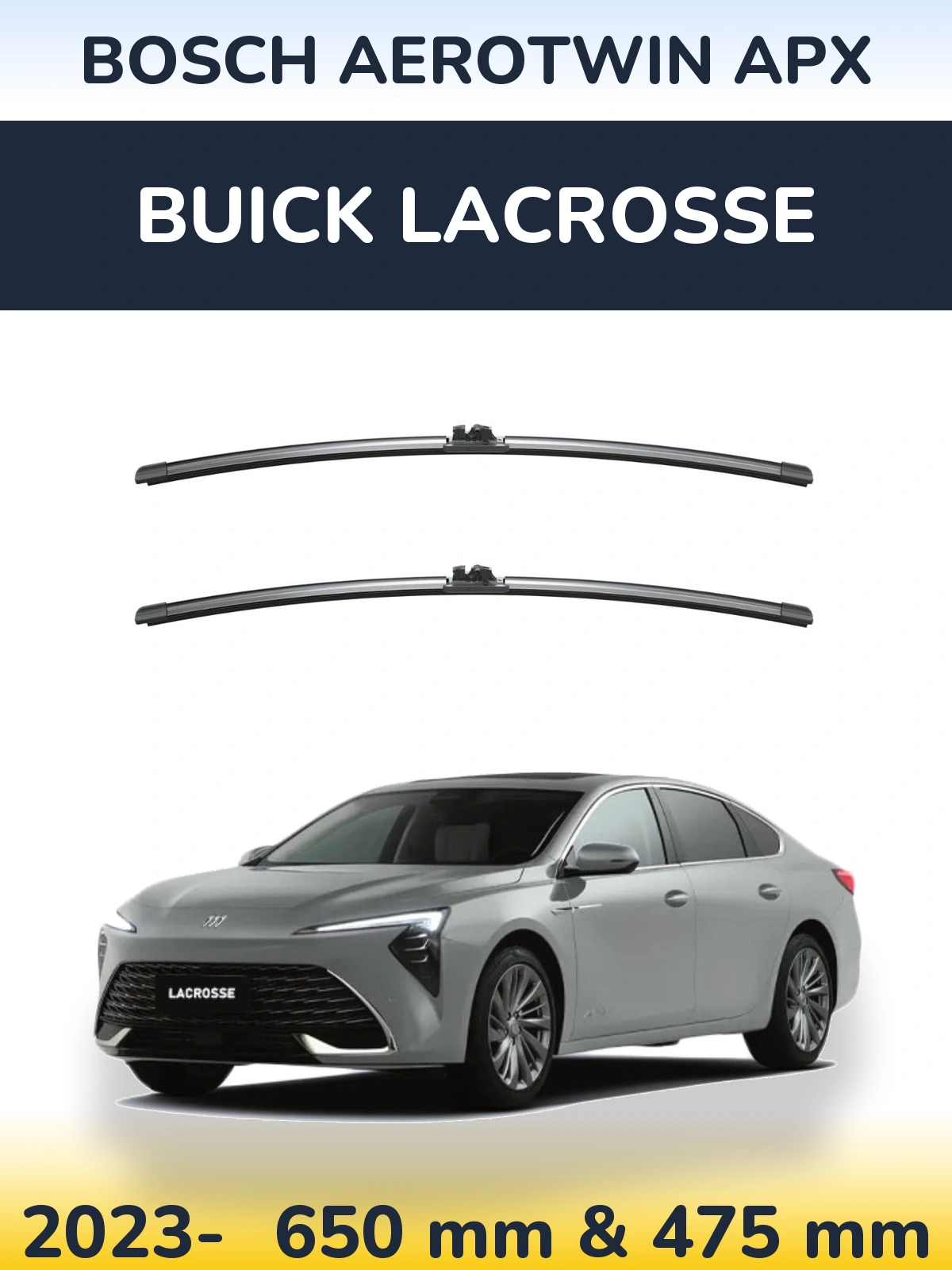 Front wiper blade set BOSCH AeroTwin APX 650 & 475 mm for Buick LaCrosse 2023-2026