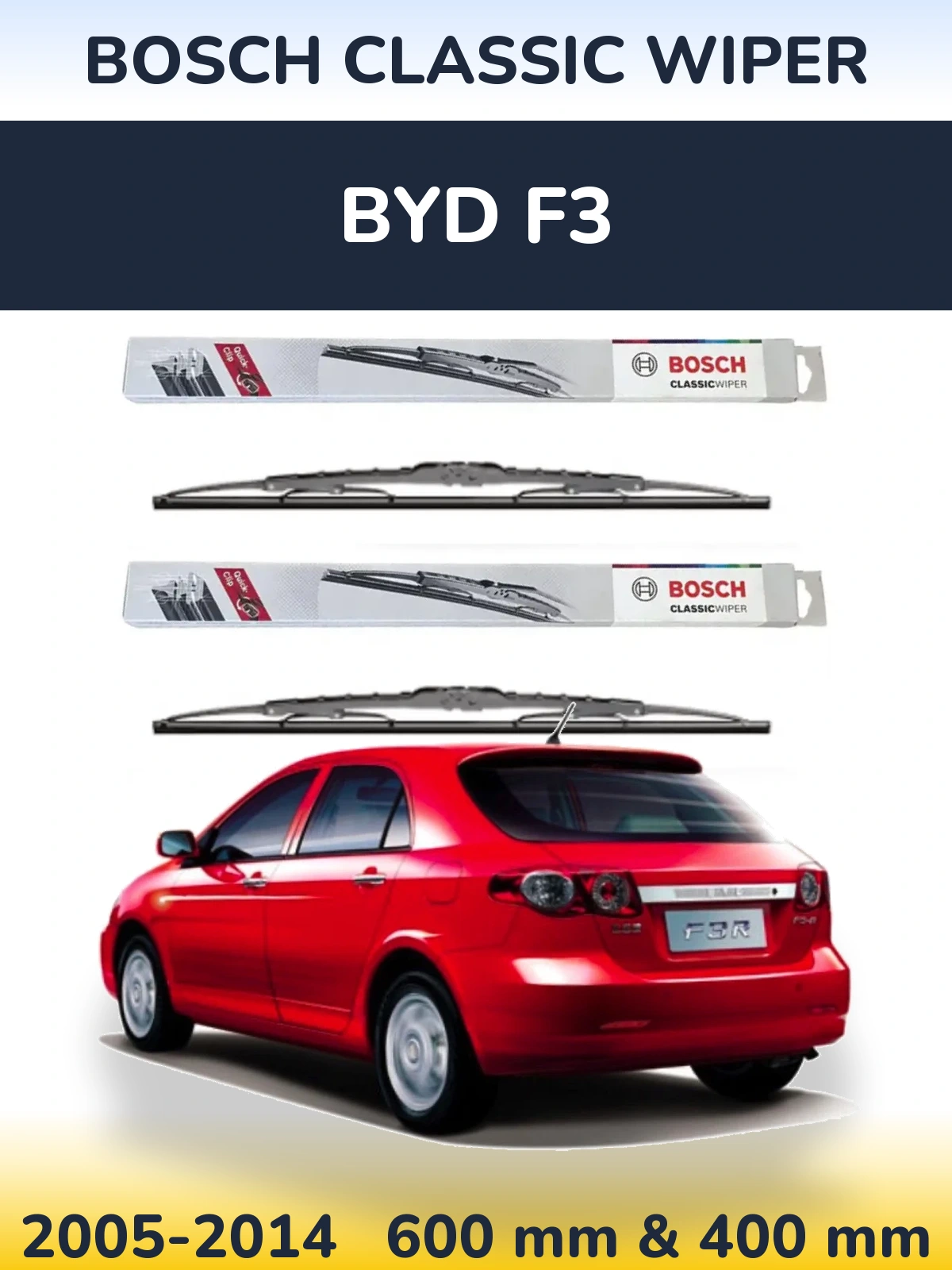 Комплект передних дворников BOSCH Classic Wiper 600 & 400 мм для BYD F3 2005-2014