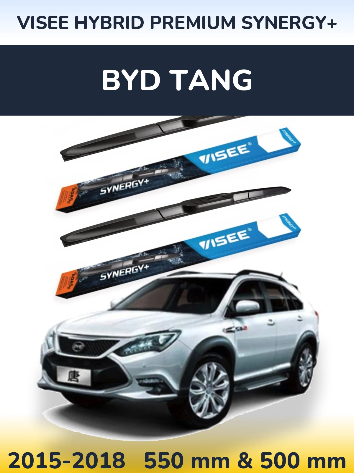 Komplet przednich wycieraczek VISEE HYBRID PREMIUM SYNERGY+ 550 & 500 mm do BYD Tang 2015-2018
