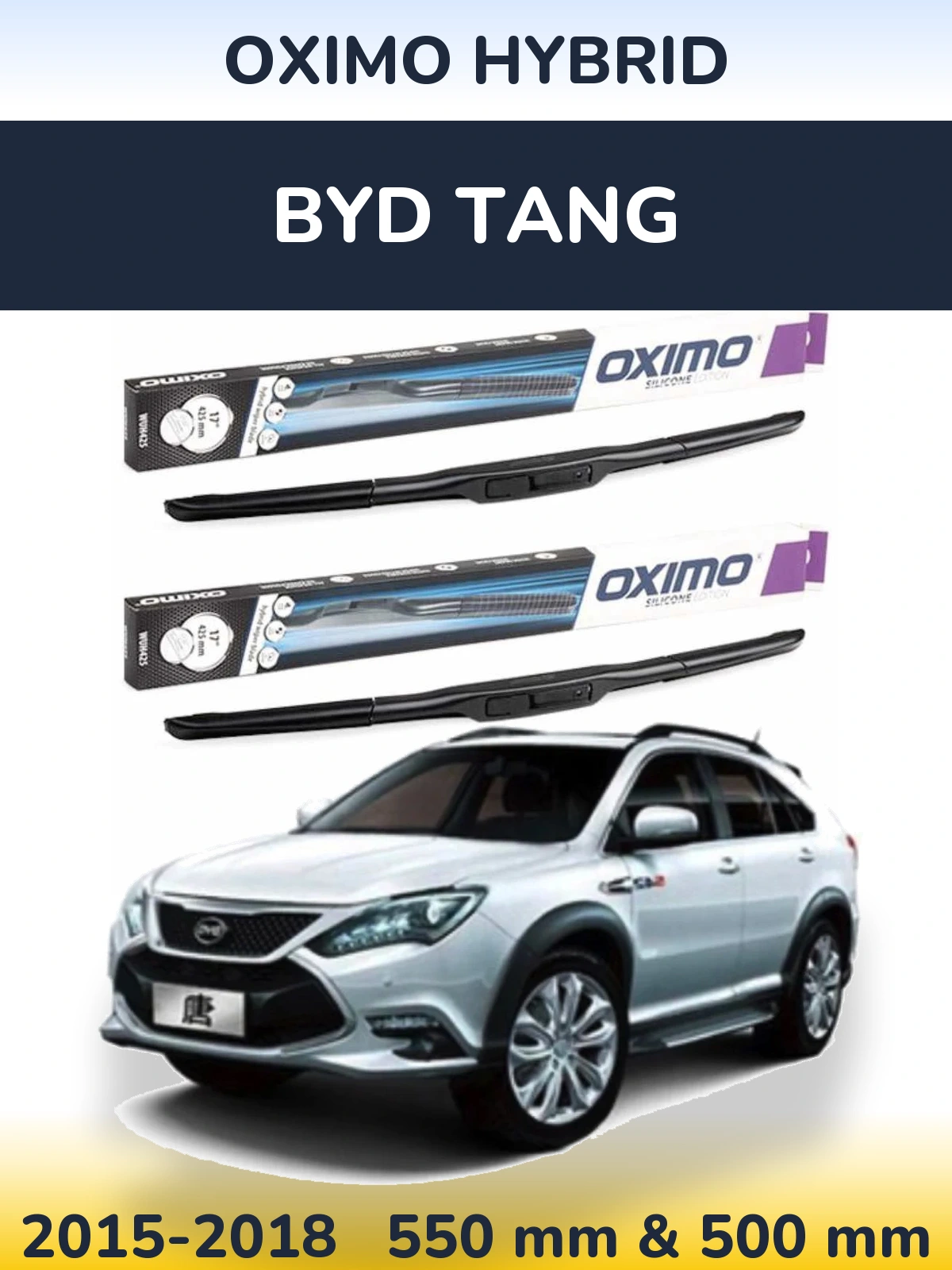 Komplet przednich wycieraczek Oximo Hybrid 550 & 500 mm do BYD Tang 2015-2018