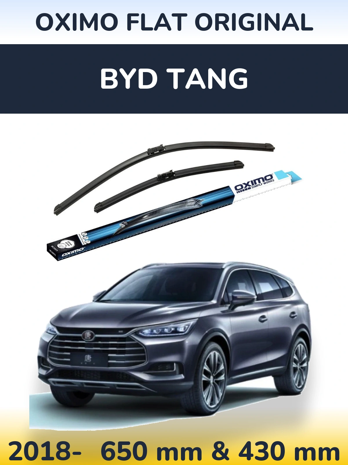 Komplet przednich wycieraczek Oximo Flat Original 650 & 430 mm do BYD Tang 2018-2026