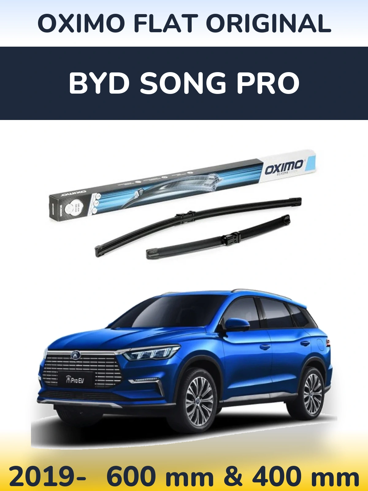 Komplet przednich wycieraczek Oximo Flat Original 600 & 400 mm do BYD Song Pro 2019-2026