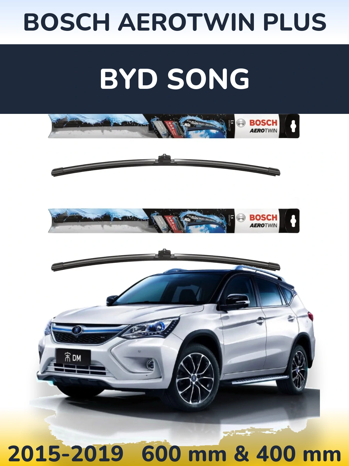Komplet przednich wycieraczek BOSCH AeroTwin Plus 600 & 400 mm do BYD Song 2015-2019