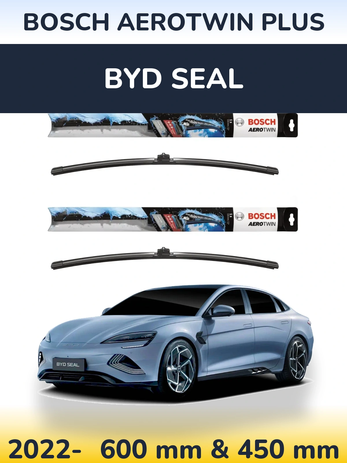 Комплект передних дворников BOSCH AeroTwin Plus 600 & 450 мм для BYD Seal 2022-2026