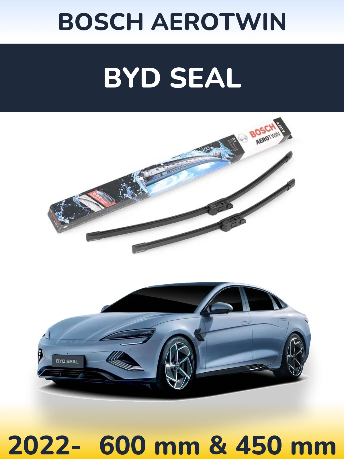Komplet przednich wycieraczek BOSCH AeroTwin 600 & 450 mm do BYD Seal 2022-2026