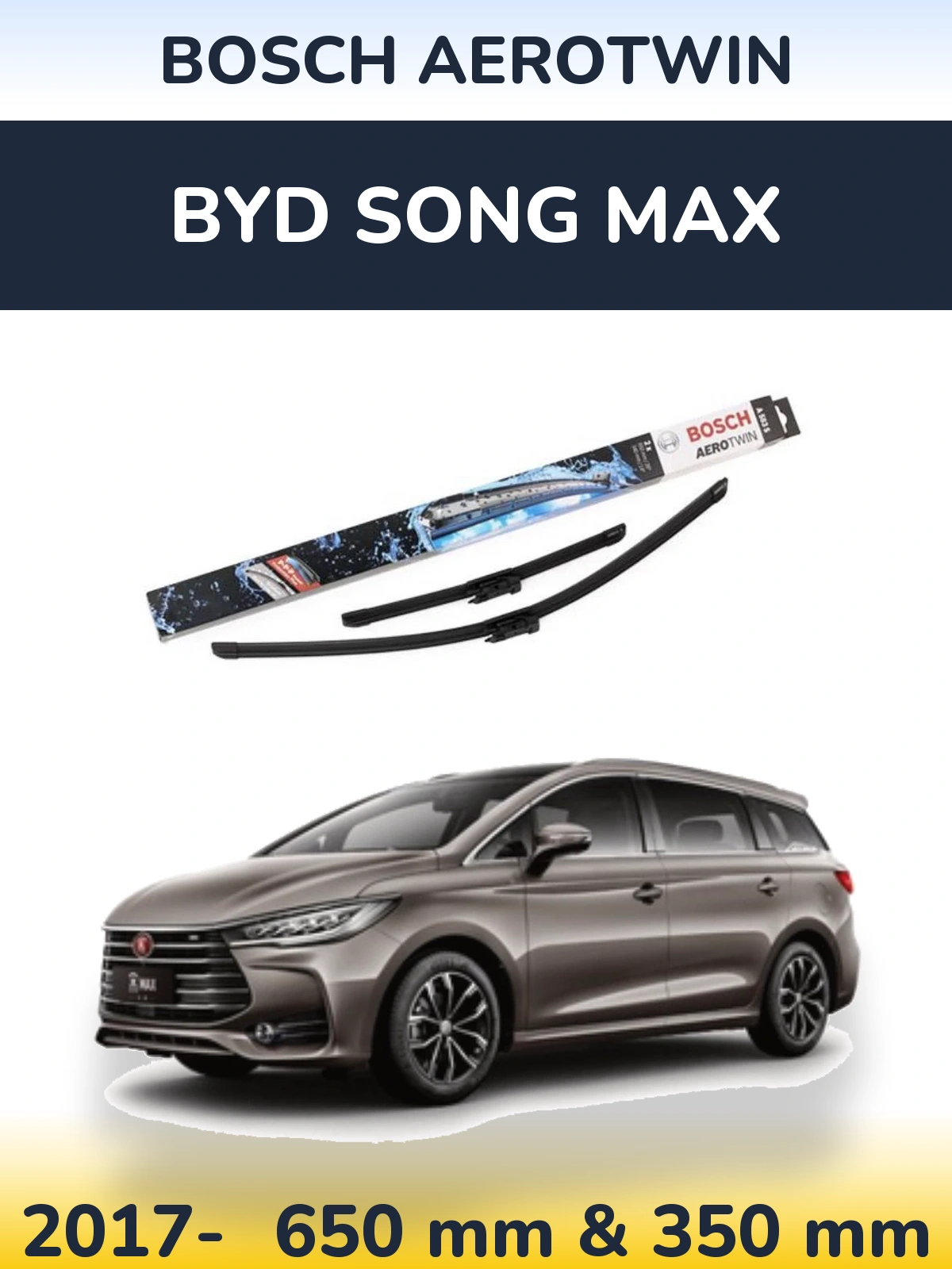 Komplet przednich wycieraczek BOSCH AeroTwin 650 & 340 mm do BYD Song Max 2017-2026