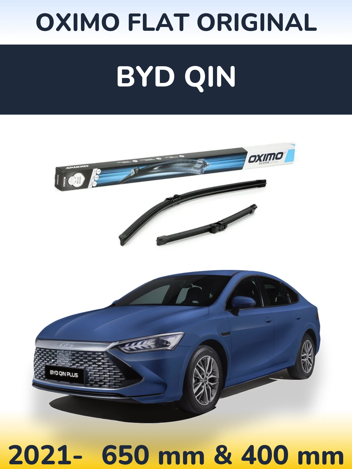 Комплект передних дворников Oximo Flat Original 650 & 375 мм для BYD Qin 2021-2026