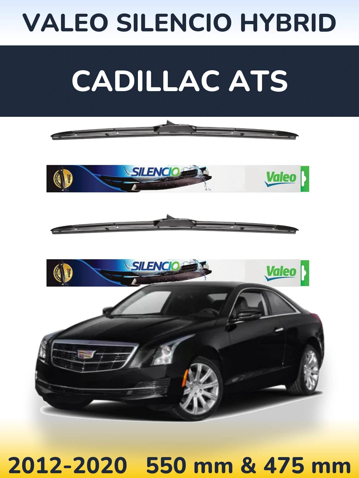 Komplet przednich wycieraczek Valeo Silencio Hybrid 550 & 475 mm do Cadillac ATS 2012-2020