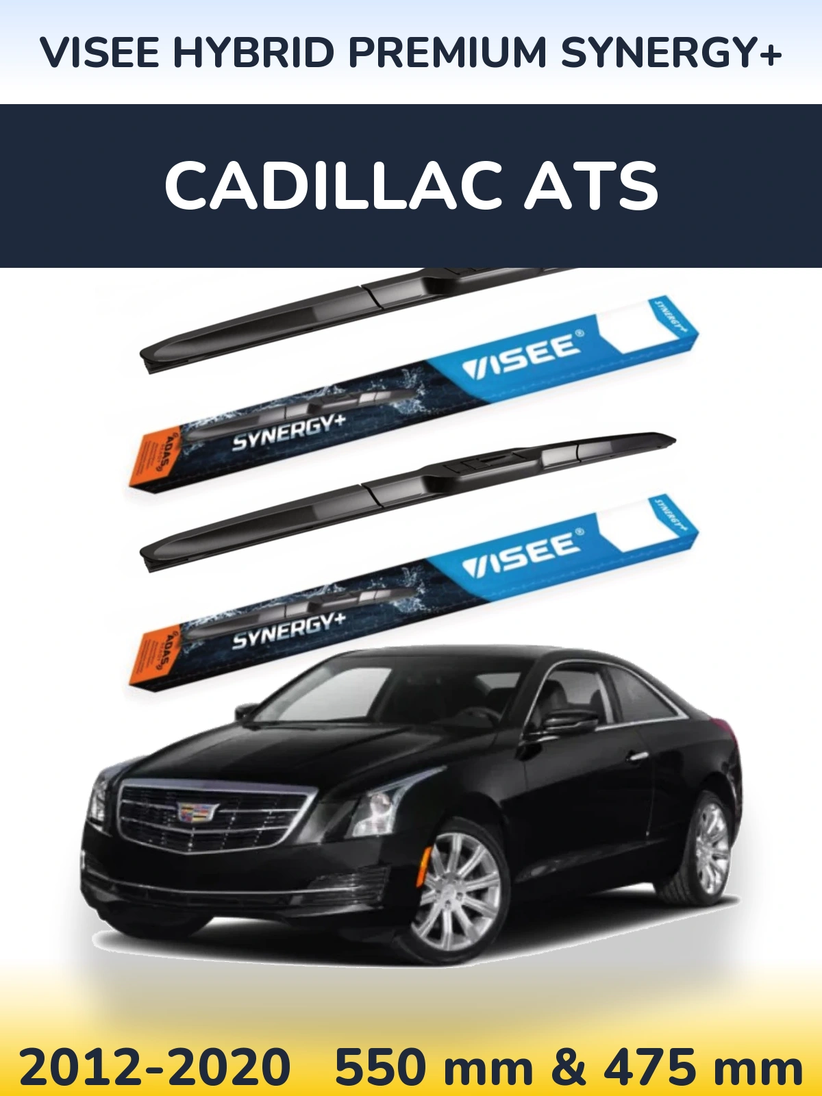 Komplet przednich wycieraczek VISEE HYBRID PREMIUM SYNERGY+ 550 & 475 mm do Cadillac ATS 2012-2020