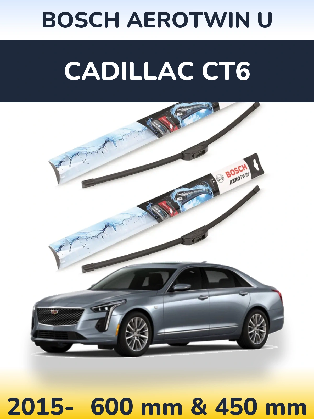 Komplet przednich wycieraczek BOSCH AeroTwin U 600 & 450 mm do Cadillac CT6 2015-2026