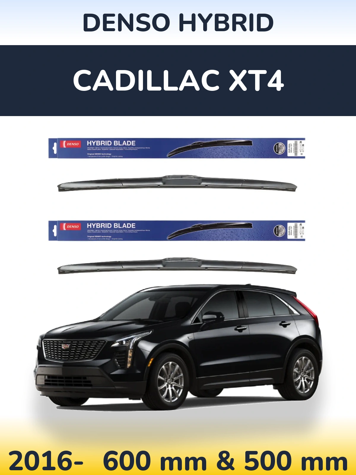 Комплект передних дворников Denso Hybrid 600 & 500 мм для Cadillac XT4 2016-2026