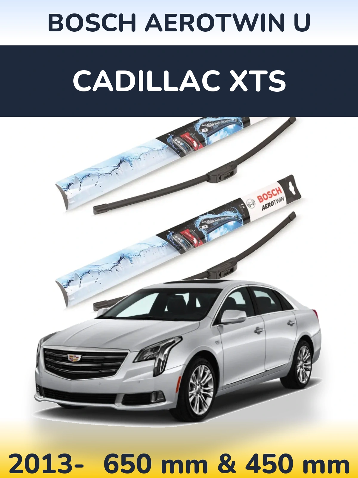 Komplet przednich wycieraczek BOSCH AeroTwin U 650 & 450 mm do Cadillac XTS 2013-2026
