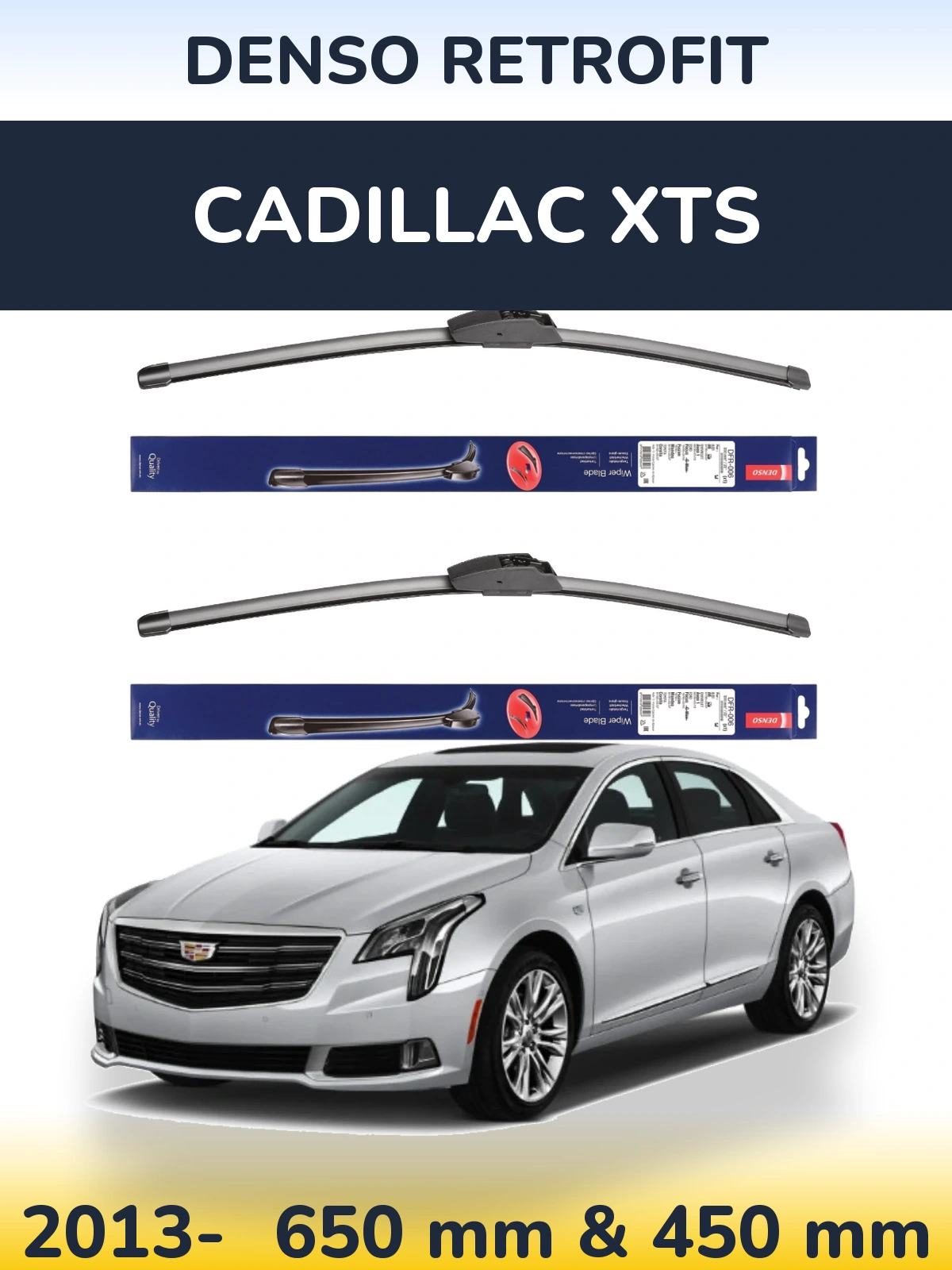 Komplet przednich wycieraczek Denso Retrofit 650 & 450 mm do Cadillac XTS 2013-2026