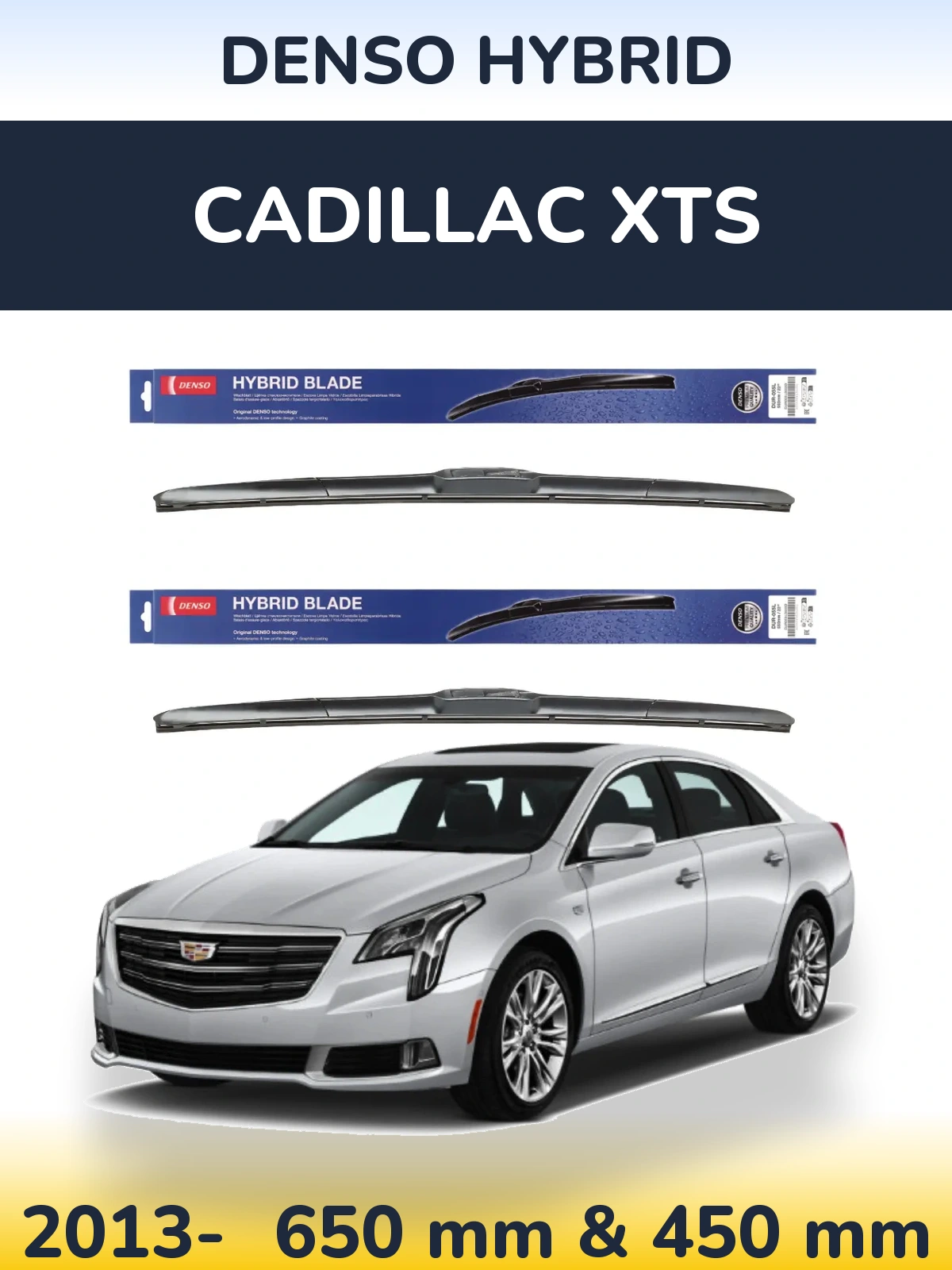 Komplet przednich wycieraczek Denso Hybrid 650 & 450 mm do Cadillac XTS 2013-2026