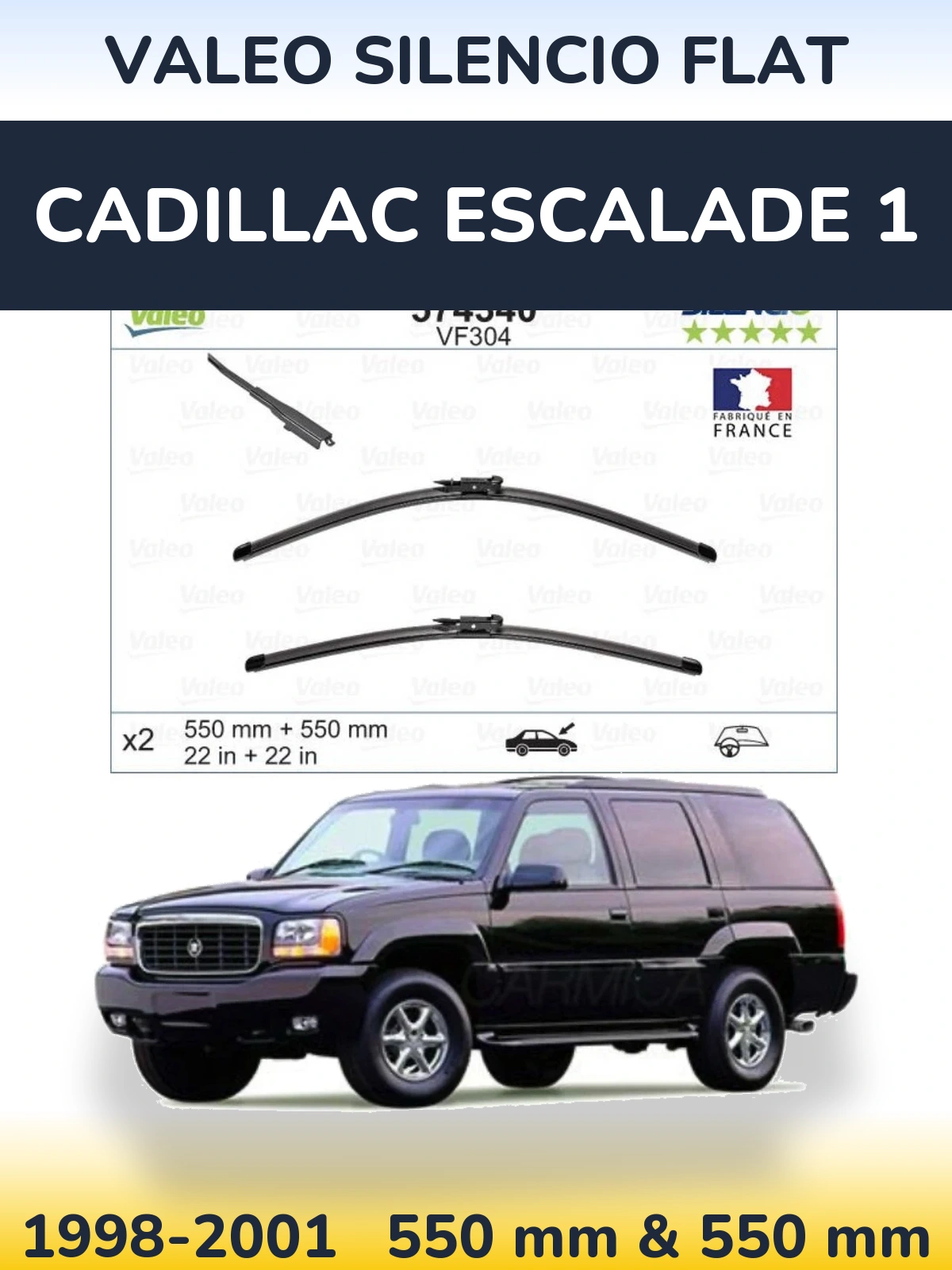 Комплект передних дворников Valeo Silencio Flat 550 & 550 мм для Cadillac Escalade 1 1998-2001