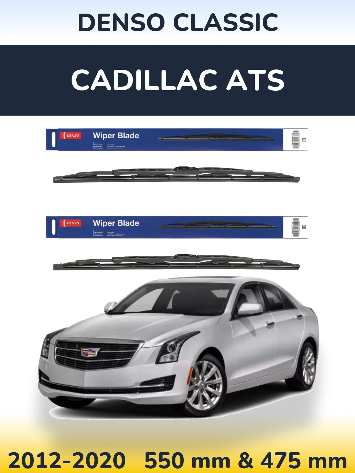 Komplet przednich wycieraczek Denso Classic 550 & 475 mm do Cadillac ATS 2012-2020